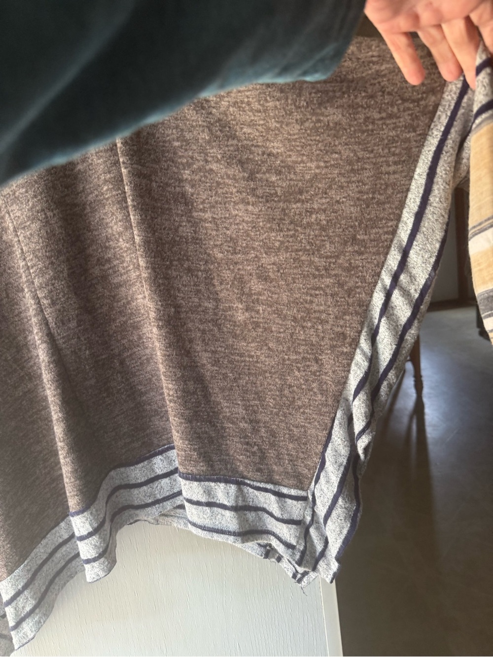 Striped Hem Brown Women's Tunic Poncho - Picture 4 of 5